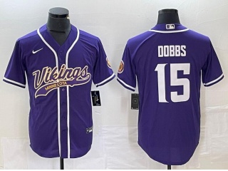 Minnesota Vikings #15 Joshua Dobbs Baseball Jersey Purple