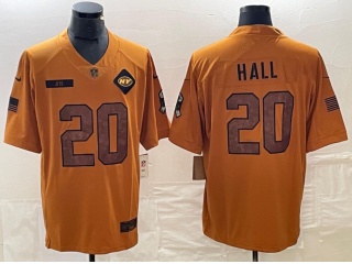 New York Jets #20 Breece Hall 2023 Salute to Service Limited Jersey Brown