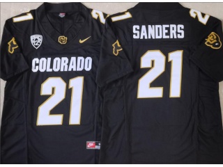 Colorado Buffaloes #21 Shilo Sanders With All Black Collar Limited Jersey Black