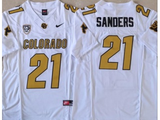 Colorado Buffaloes #21 Shilo Sanders With Gold Number Limited Jersey White