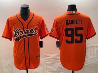 Cleveland Browns #95 Myles Garrett Baseball Jersey Orange