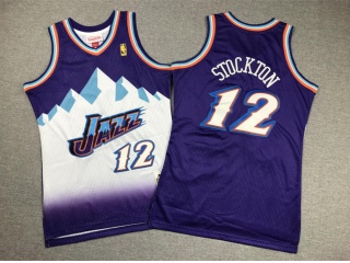 Youth Utah Jazz #12 John Stockton Throwback Jersey Purple