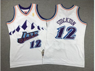 Youth Utah Jazz #12 John Stockton Throwback Jersey White