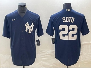 New York Yankees #22 Juan Soto Cool Base Jersey Navy Blue