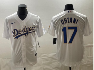 Los Angeles Dodgers #17 Shohei Ohtani Gold Program Cool Base Jersey White