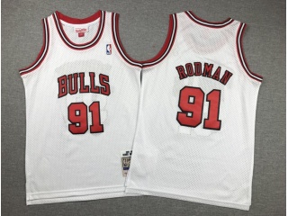 Youth Chicago Bulls #91 Dennis Rodman Throwback Jersey White