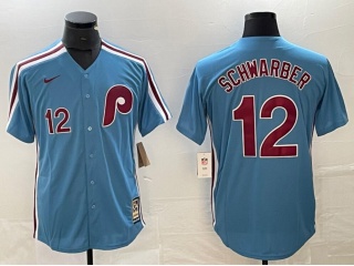 Philadelphia Phillies #12 Kyle Schwarber Cooperstown Jersey Blue