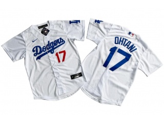 Youth Los Angeles Dodgers #17 Shohei Ohtani Jersey White with Red Number