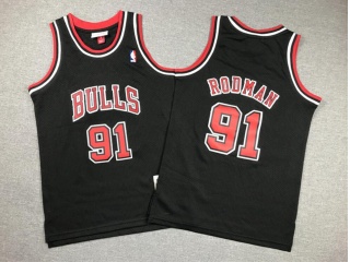 Youth Chicago Bulls #91 Dennis Rodman Throwback Jersey Black