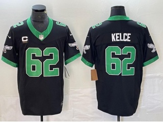 Philadelphia Eagles #62 Jason Kelce Throwback with C Patch Limited Jersey Black