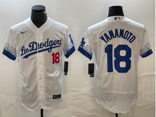 Los Angeles Dodgers #18 Yoshinobu Yamamoto Flexbase Jersey White City