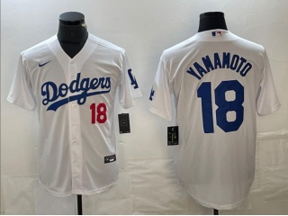 Los Angeles Dodgers #18 Yoshinobu Yamamoto with Red Number Cool Base Jersey White