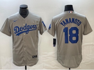 Los Angeles Dodgers #18 Yoshinobu Yamamoto Alternate Cool Base Jersey Grey
