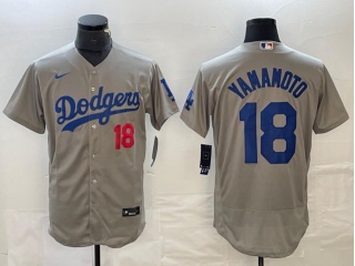 Los Angeles Dodgers #18 Yoshinobu Yamamoto Alternate Flexbase Jersey Grey