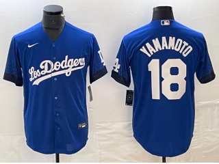 Los Angeles Dodgers #18 Yoshinobu Yamamoto Cool Base Jersey Blue City