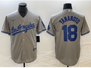 Los Angeles Dodgers #18 Yoshinobu Yamamoto Cool Base Jersey Gray