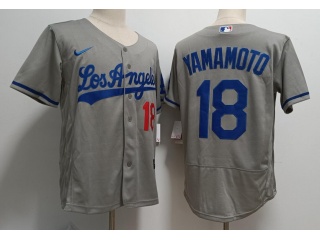 Los Angeles Dodgers #18 Yoshinobu Yamamoto Flexbase Jersey Gray