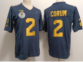 Michigan Wolverines #2 Blake Corum with 2024 Rose Bowl Patch Limited Jersey Blue