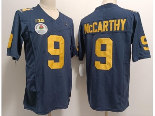 Michigan Wolverines #9 J.J. McCarthy with 2024 Rose Bowl Patch Limited Jersey Blue