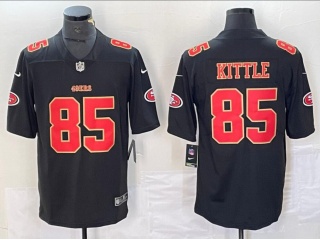 San Francisco 49ers #85 George Kittle with Red Number/Gold Embroidery Fashion Limited Jersey Black