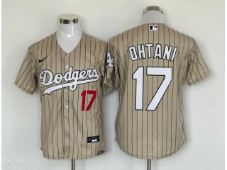 Los Angeles Dodgers #17 Shohei Ohtani Pinstripes Cool Base Jersey Cream