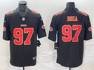 San Francisco 49ers #97 Nick Bosa with Red Number/Gold Embroidery Fashion Limited Jersey Black