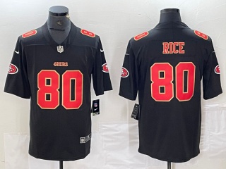 San Francisco 49ers #80 Jerry Rice with Red Number/Gold Embroidery Fashion Limited Jersey Black
