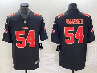 San Francisco 49ers #54 Fred Warner with Red Number/Gold Embroidery Fashion Limited Jersey Black