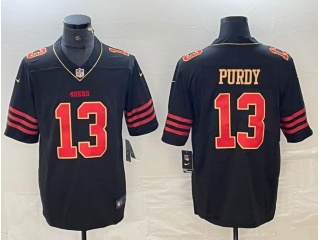 San Francisco 49ers #13 Brock Purdy with Red Number/Gold Embroidery Fashion Limited Jersey Black