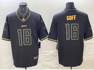 Detroit Lions #16 Jared Goff Limited Jersey Black Golden