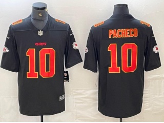 Kansas City Chiefs #10 Isiah Pacheco with Red Number/Gold Fashion Limited Jersey Black