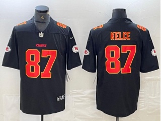 Kansas City Chiefs #87 Travis Kelce with Red Number/Gold Fashion Limited Jersey Black