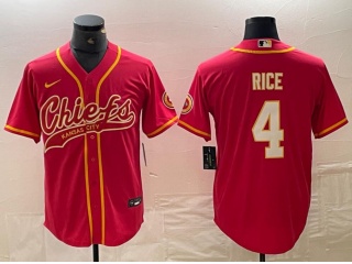 San Francisco 49ers #4 Rice Baseball Jersey Red