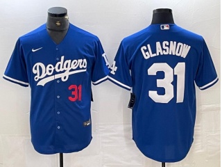 Los Angeles Dodgers #31 Tyler Glasnow Cool Base Jersey Blue with Red Number