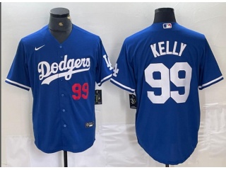 Los Angeles Dodgers #99 Joe Kelly with Red Number Cool Base Jersey Blue