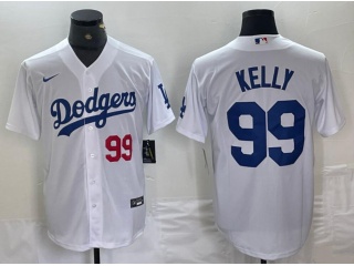 Los Angeles Dodgers #99 Joe Kelly with Red Number Cool Base Jersey White