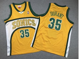 Youth Seattle SuperSonics #35 Kevin Duran Throwback Jersey Yellow