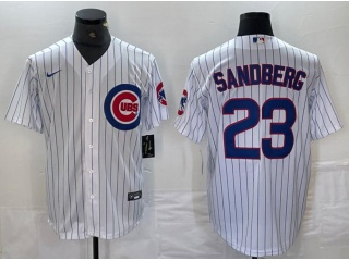 Nike Chicago Cubs #23 Ryne Sandberg Cool Base Jersey White Pinstripes