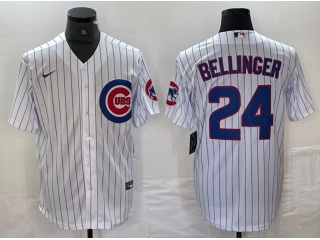 Nike Chicago Cubs #24 Cody Bellinger Cool Base Jersey White Pinstripes