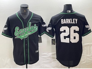 Philadelphia Eagles #26 Saquon Barkley Baseball Jersey Black