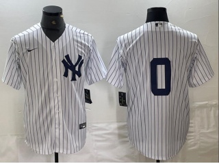 New York Yankees #0 Cool Base Jersey White Pinstripes