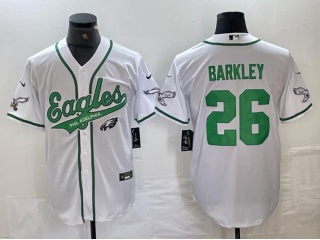 Philadelphia Eagles #26 Saquon Barkley Baseball Jersey White