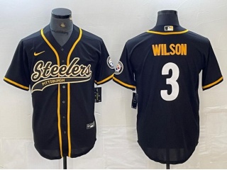 Pittsburgh Steelers #3 Russell Wilson Baseball Jersey Black