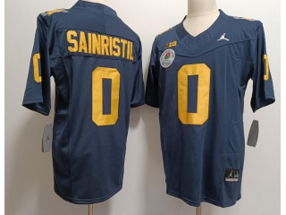 Michigan Wolverines #0 Mike Sainristil Super Bowl Jersey Blue