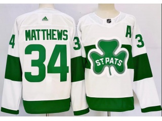 Adidas Toronto Maple Leafs #34 Auston Matthews 2024 White St. Pats Hockey Jersey