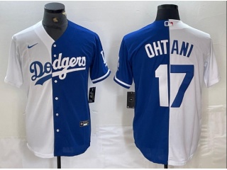 Los Angeles Dodgers #17 Shohei Ohtani Split Cool Base Jersey White/Blue