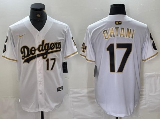 Los Angeles Dodgers #17 Shohei Ohtani Cool Base Jersey White Golden