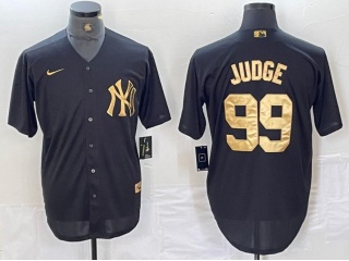 New York Yankees #99 Aaron Judge Cool Base Jersey Black Golden