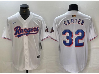 Texas Rangers #32 Evan Carter Gold Program Cool Base Jersey White