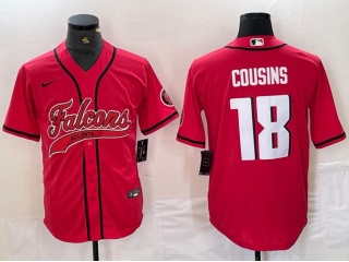 Atlanta Falcons #18 Kirk Cousins Baseball Jersey Red